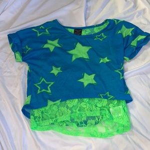 Star blue and green girls shirt